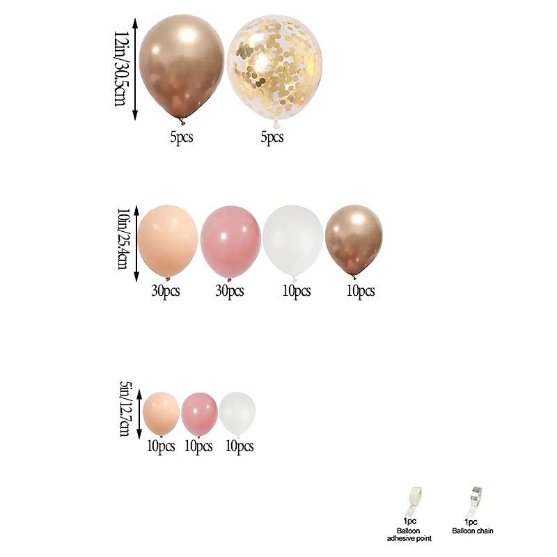 122pcs Golden Latex Balloon Chain Wedding Proposal Venue Decoration Balloon3