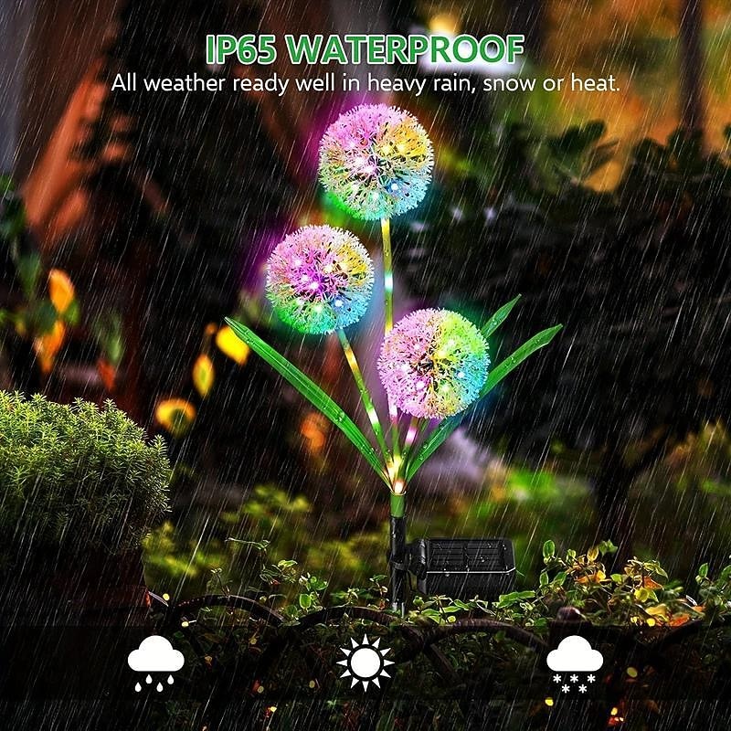 Solar Outdoor Lights Decorative 36LEDs Solar Garden Lights With 2 Lighting Modes 3-in-1 Solar Dandelion Flowers IP65 Waterproof Solar Powered Outdoor Lights For Garden Yard2