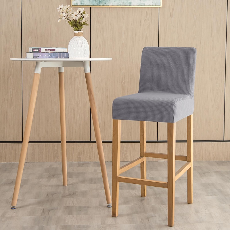 2 Pcs Water Repellent Bar Stool Cover Burgundy Stretch Counter Stool Pub Chair Slipcover Cafe Barstool Cover for Patio Outdoor Bar Restrant Wedding with Elastic Bottom3