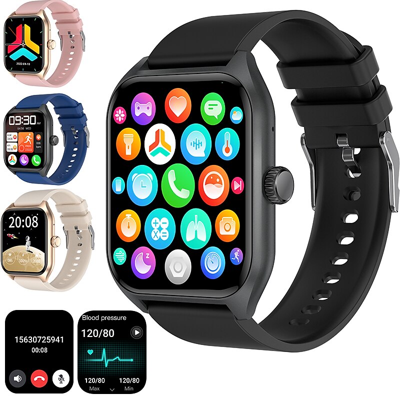 iMosi QX5 Non-invasive Smart Watch 1.96 inch Smartwatch Fitness Running Watch Bluetooth Temperature Monitoring Pedometer Bluetooth Call Compatible with Android iOS Women Men Waterproof