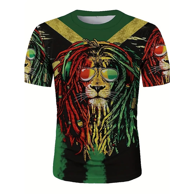 Men's Graphic Animal Lion T Shirt Short Sleeve T shirt 3D Print Crew Neck Shirt Vintage Fashion Designer Outdoor Daily Sports Black Black / Red Blue Spring & Summer Clothing Apparel S M L XL 2XL 3XL