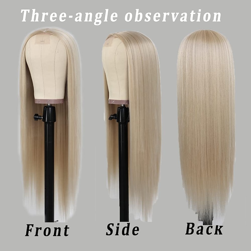 Barbiecore Movie Wigs 613 Blond Synthetic Wig Long Straight Blond Wig for Women No Lace Front Synthetic Wigs Blonde Hair Glueless Heat Resistant Wig for Daily Party Cosplay Wig Peluca 22 Inch2