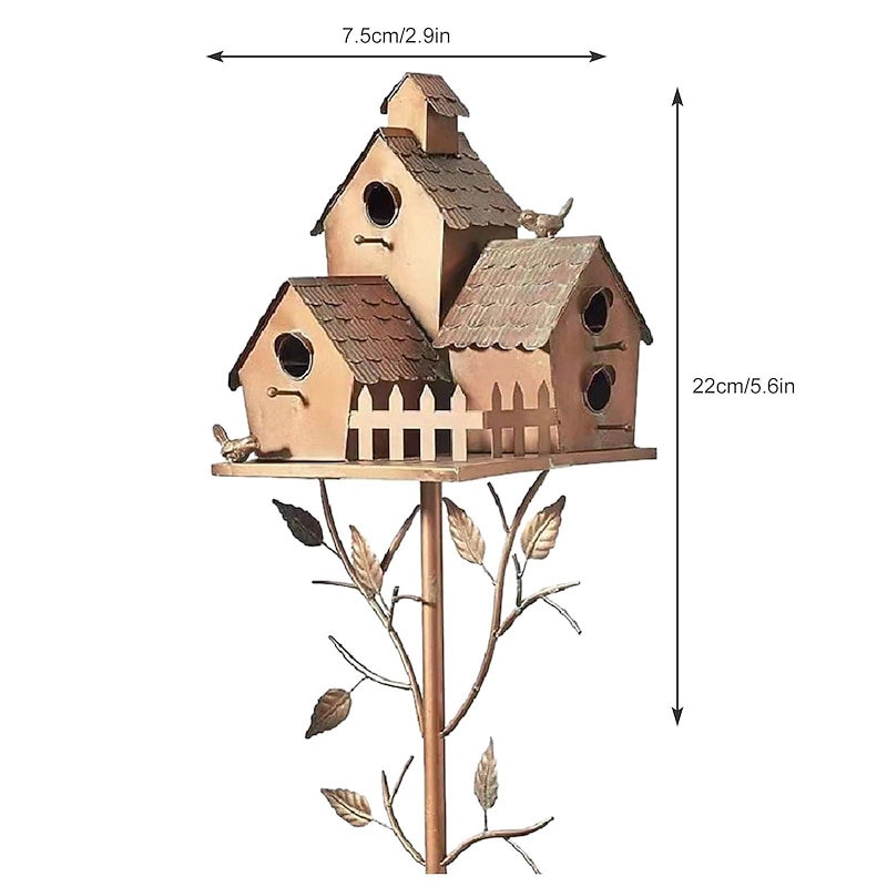 Garden Stakes Metal Decor with Pole Outdoor Stake for Patio Backyard Patio Outdoor Garden Decoration and Birdhouse Lovers Courtyard Backyard (2CM Hole) 9