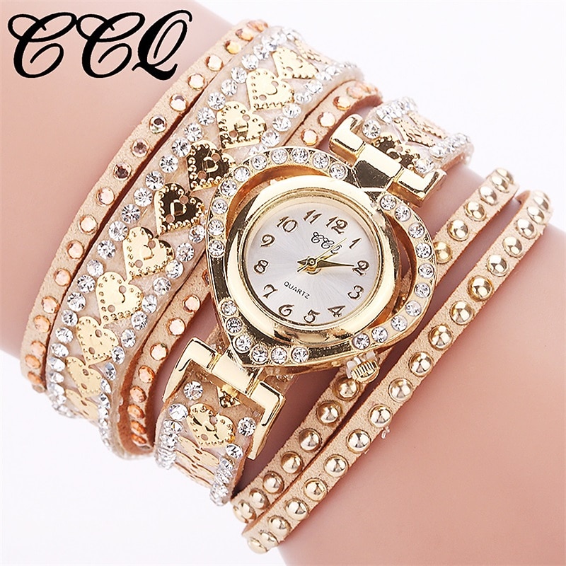 Luxury Ladies Fashion Love Dial Bracelet Watch Women Dress Rhinestone Soft Strap Quartz Watches Montre Femme