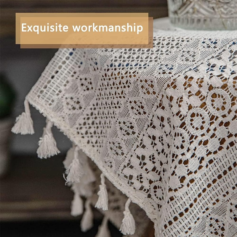 Boho Curtain 1 Panel White Farmhouse Curtain Drapes For Living Room Bedroom, Curtain for Kitchen Balcony Door Window Treatments With Tassels3