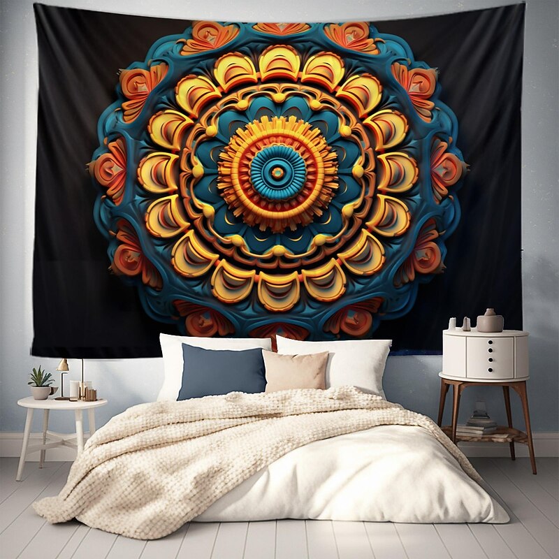3D Mandala Bohemian Hanging Tapestry Wall Art Large Tapestry Mural Decor Photograph Backdrop Blanket Curtain Home Bedroom Living Room Decoration 10