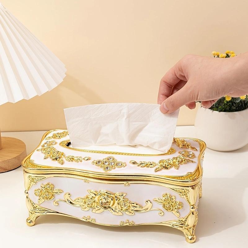 Tissue Box Holder, Vintage Toilet Paper Holder, Elegant Acrylic Facial Tissue Napkin Dispenser Holder For Bedroom, Coffee Table, Bathroom, Home, Restaurant, Wedding