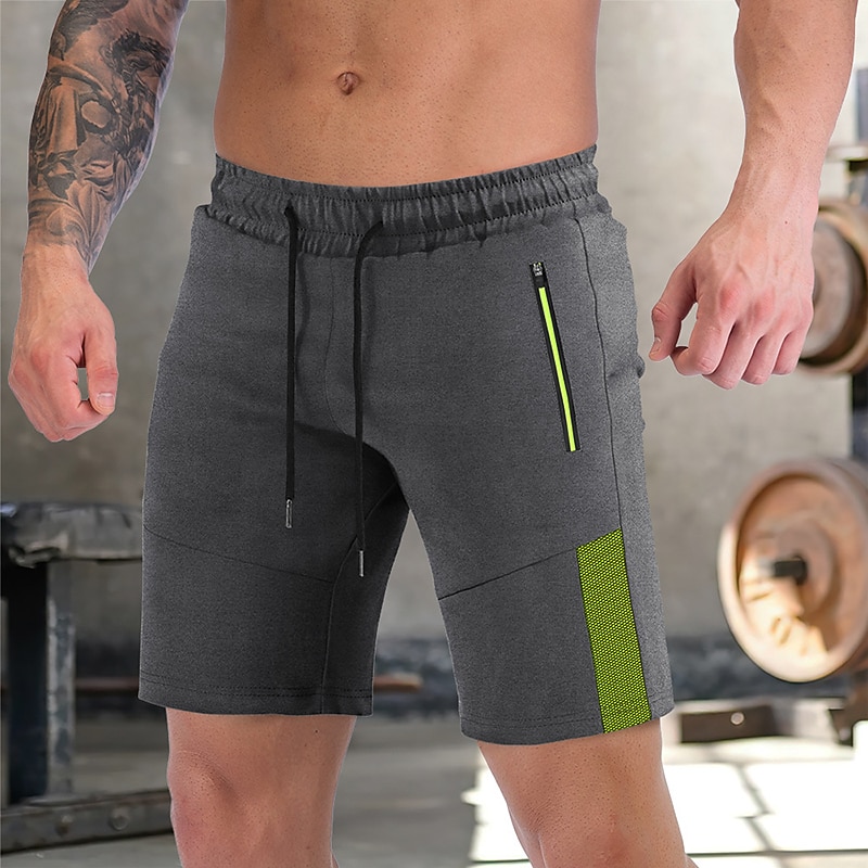 Men's Athletic Shorts Sweat Shorts Running Shorts Gym Shorts Zipper Pocket Reflective Strip Color Block Comfort Breathable Fitness Gym Sports Athleisure Black Blue