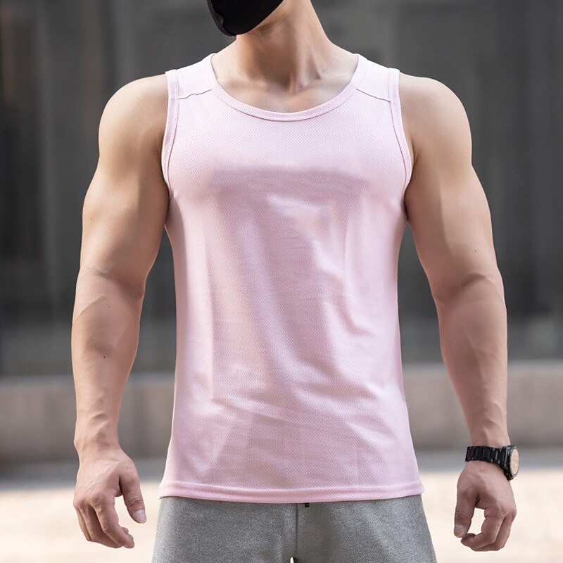 Men's Tank Top Vest Top Undershirt Sleeveless Shirt Sleeveless Crew Neck Summer Plain Fashion Sport Muscle Outdoor Going out Gym White Pink Royal Blue Top Tee for Men