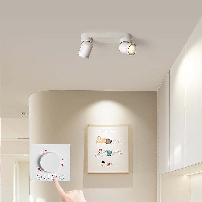 LED Smart  Ceiling Spotlight with Control Panel 30cm/50cm 2/3-Head Directional Ceiling Mount Light Fixture, Adjustable Surface Mounted Spot Lights, Corridor Gallery Shop Round Ceiling Spotlights Fixed Track Lighting3