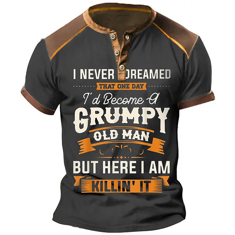 Men's Graphic Letter Henley Shirt Short Sleeve 3D Print Fashion Designer Comfortable Outdoor Daily Summer Black Blue Henley Henley T-Shirt2