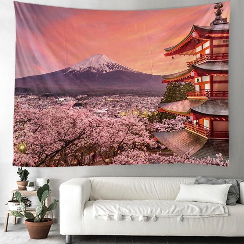 Ukiyo-e Japan Art Hanging Tapestry Architecture Wave Wall Art Large Tapestry Mural Decor Photograph Backdrop Blanket Curtain Home Bedroom Living Room Decoration2