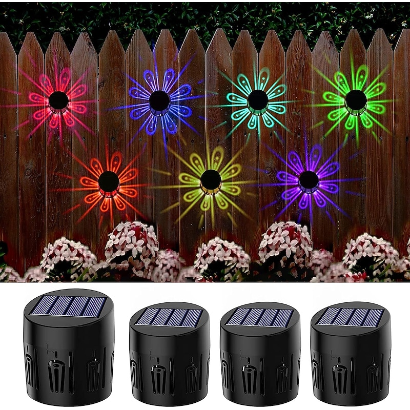 Solar Wall Light Color-Changing Deck Light Outdoor Waterproof Fence Light Villa Garden Fence Yard Wall Pilaster Step Staircase Decoration