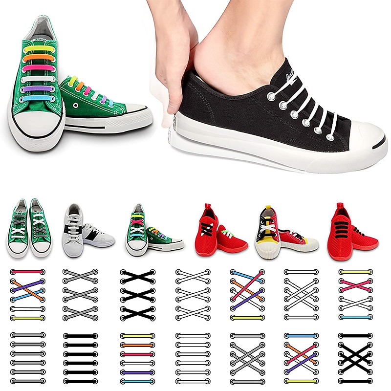 No-Tie Silicone Shoelaces for Adults and Kids – Elastic Colorful Shoe Laces for Sneakers, Running, and Everyday Wear4