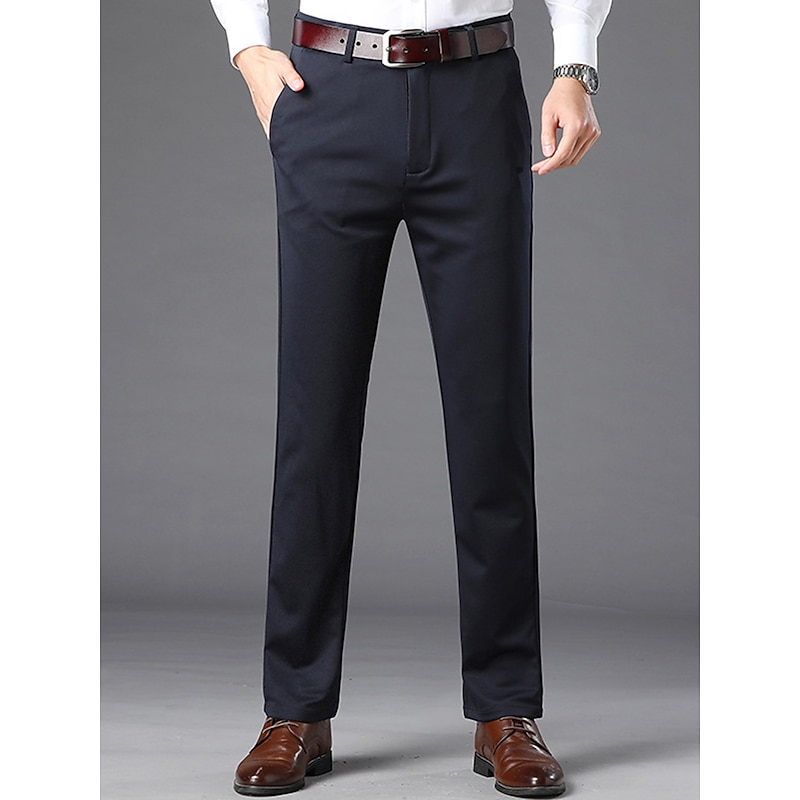 Men's Trousers Dress Pants Slacks Suit Pants Pocket Plain Comfort Soft Wedding Outdoor Daily Fashion Casual Black Royal Blue3