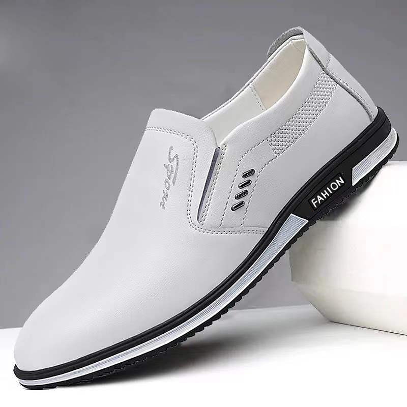 Men's White Slip-On Loafers – Casual Lightweight Breathable Shoes for Summer Walking and Outdoor Activities
