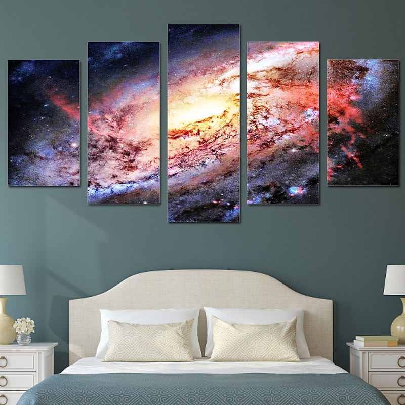 Unframed 5 Panels Space Universe earth light painting  canvas art painting wall art2