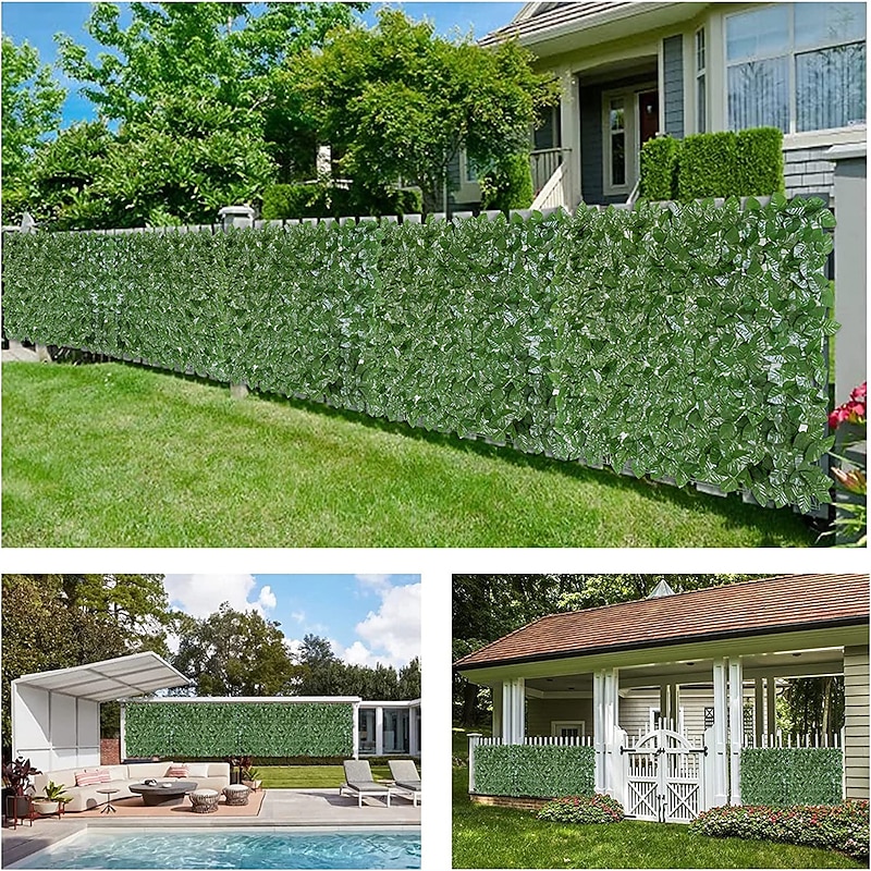 1pc Artificial Ivy Privacy Fence Screen 40 X 120 UV-Anti Fake Leaves Vines Grass Wall for Patio Balcony Privacy Garden Wedding Decoration