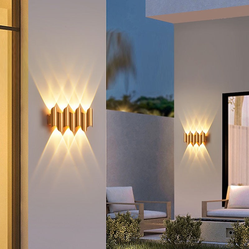 LED Outdoor Wall Lamp Waterproof IP65 3W up/down Lighting Modern Double-Head Curved Wall Sconce Indoor Bedroom Fixture Warm White Light 110-240V2