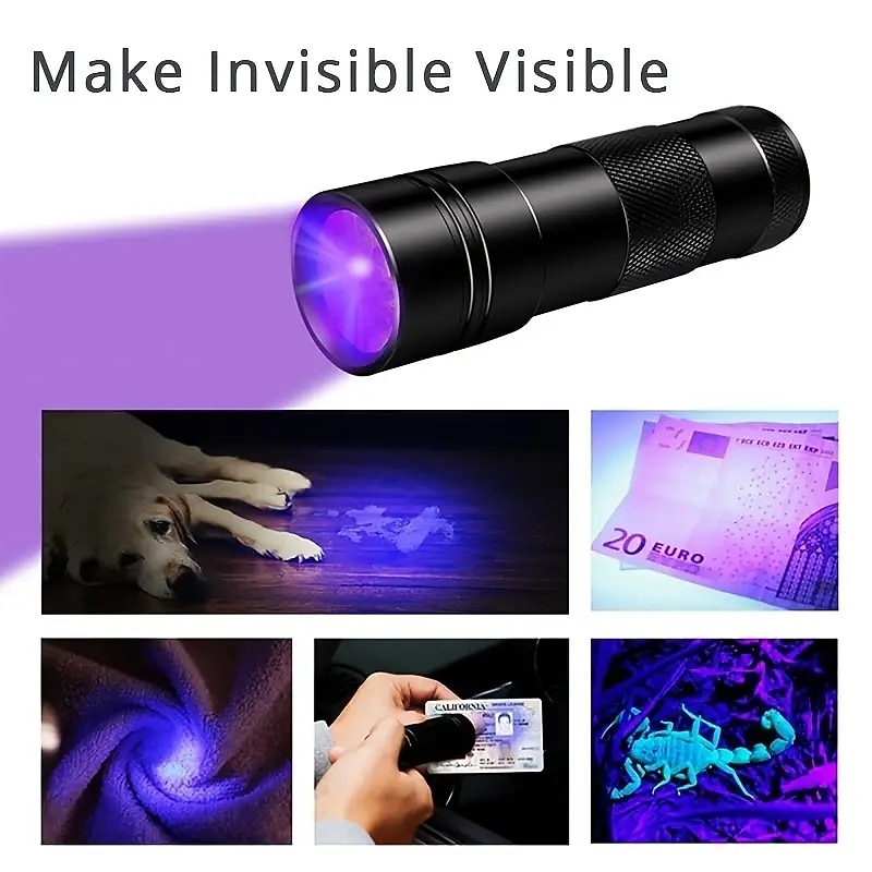 Perfect for Pet Urine Detection!-Reveal Unseen Stains Instantly with this 12 LED UV Light Flashlight