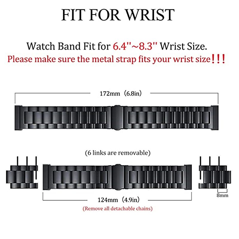 Smart Watch Band Compatible with Fitbit Versa 4 Versa 3 Versa 2 Versa Lite Sense 2 Sense Stainless Steel Smartwatch Strap with Case Metal Clasp Shockproof Sport Band Replacement  Wristband2