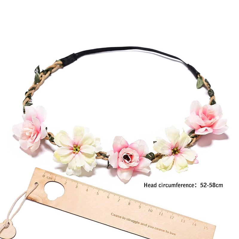 1PC Girl Boho Flower Headband Hair Rose Gesang Wreath Floral Crown Fairy Headpiece Wedding Tour Festival Photos Accessories for Women Kids3