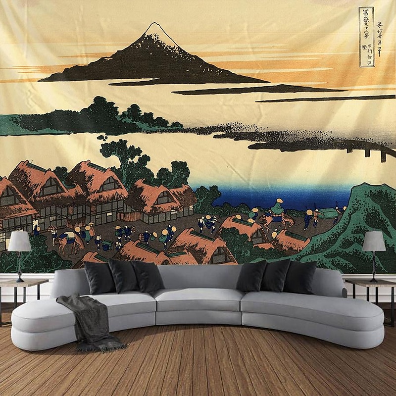 Ukiyo-e Japan Art Hanging Tapestry Architecture Wave Wall Art Large Tapestry Mural Decor Photograph Backdrop Blanket Curtain Home Bedroom Living Room Decoration3