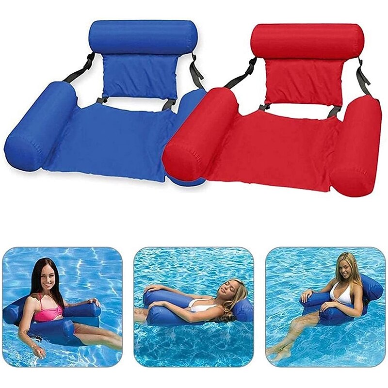 Foldable Pool Seat Floating Chair Inflatable Lounge Chairs Inflatable Water Hammock Lake Float Bed Lazy Seat for Swimming Pool3