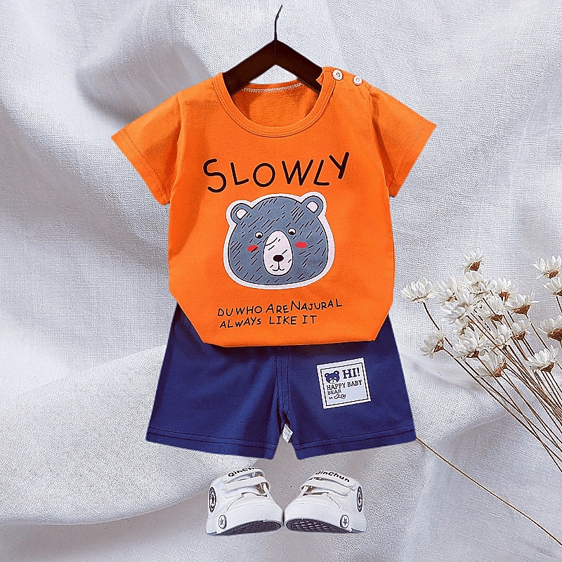 2 Pieces Toddler Boys T-shirt & Shorts Outfit Animal Cartoon Bear Short Sleeve Cotton Set Outdoor Neutral Daily Basic Summer Spring 3-7 Years Short set 30-RABBIT rabbit. Short set 35-Happy Niu Niu2