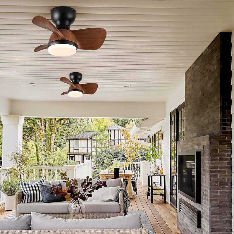 Ceiling Fan with Lights 22" Dimmable LED 3 Color 6 Speeds Timing Reversible Blades with Remote Control, Household Fan Chandelier, indoor Low Profile Flush Mount Ceiling Fan 220-240V2