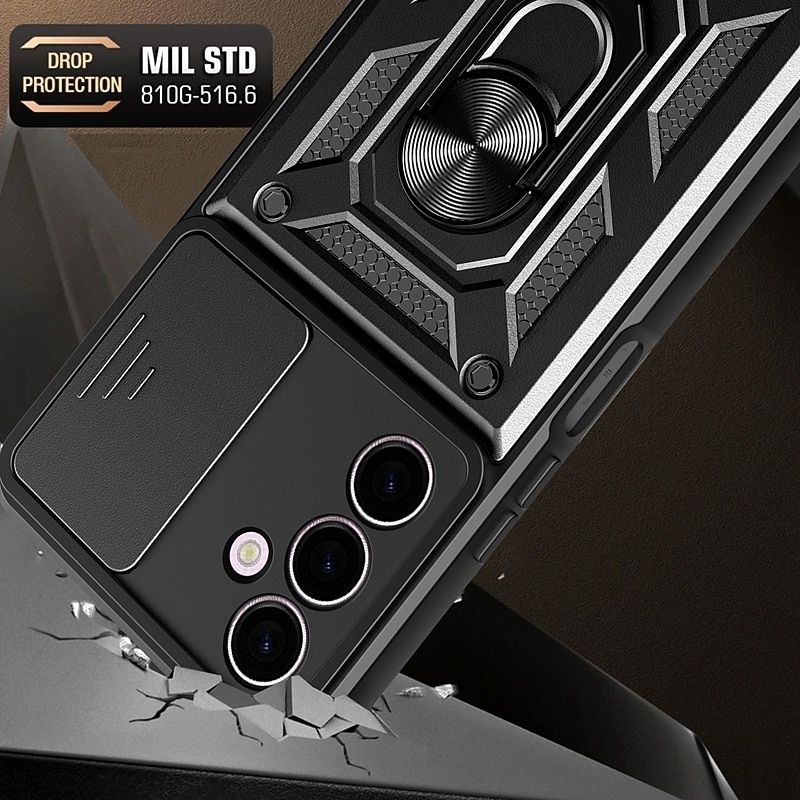 Phone Case For Samsung Galaxy S25 S24 S23 S22 S21 FE S21 Ultra Plus S20 A32 Back Cover Bumper Frame Support Wireless Charging Military Grade Protection Retro Armor TPU PC3