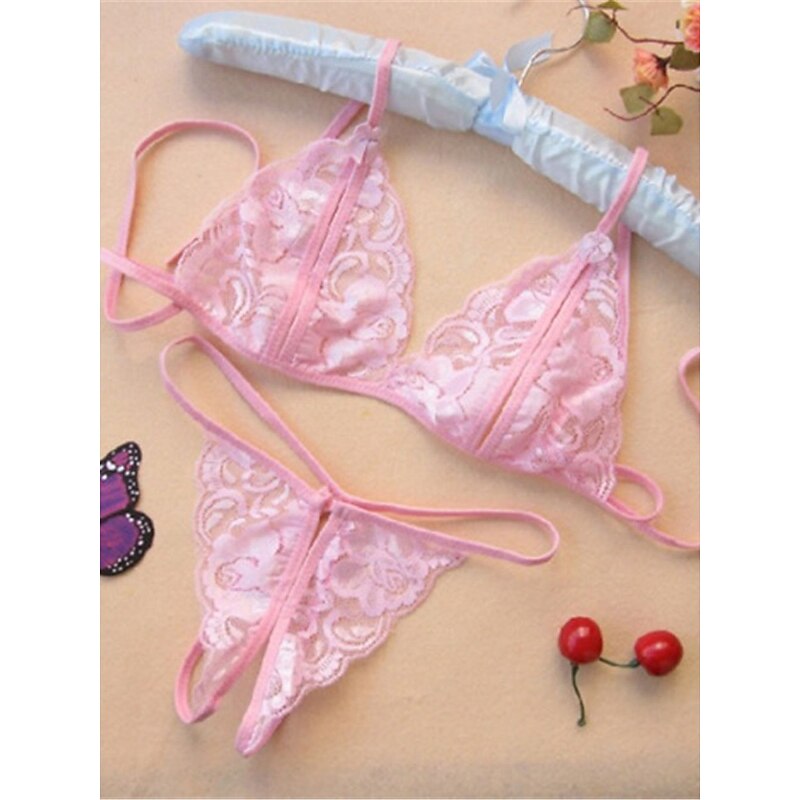 Women's Sexy Lingerie Lingerie Set Pure Color Lovers Hot Home Valentine's Day Bed Lace Breathable Straps Sleeveless Backless Summer Spring Home Outfits3