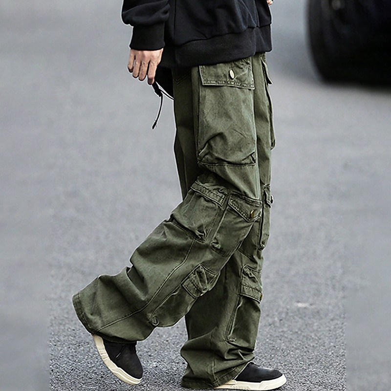 Men's Cargo Pants Cargo Trousers Flap Pocket Plain Comfort Breathable Outdoor Daily Going out Fashion Casual Army Green4