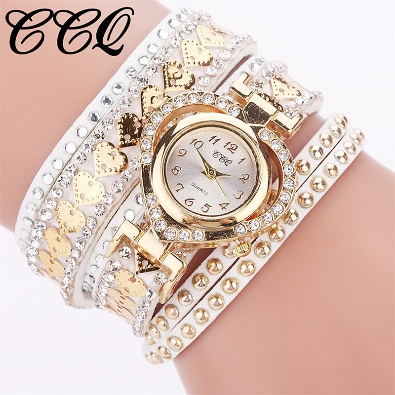 Luxury Ladies Fashion Love Dial Bracelet Watch Women Dress Rhinestone Soft Strap Quartz Watches Montre Femme3