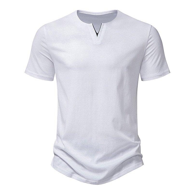 Men's T Shirt Short Sleeves V Neck Summer Plain Fashion Basic Casual Vacation Going out Casual Daily Black White Light Grey Top Tee for Men4