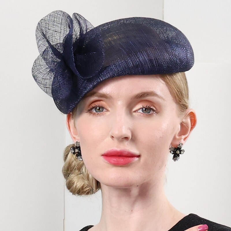 Hats Sinamay Bowler / Cloche Hat Saucer Hat Pillbox Hat Evening Party Cocktail Wedding British With Pure Color Lace Side Headpiece Headwear