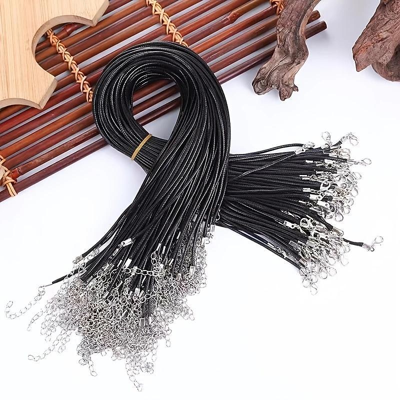 10pcs DIY Necklace Set - Wax Thread Jewelry, Black Leather Rope & Pendant - Perfect Accessory for Any Outfit2