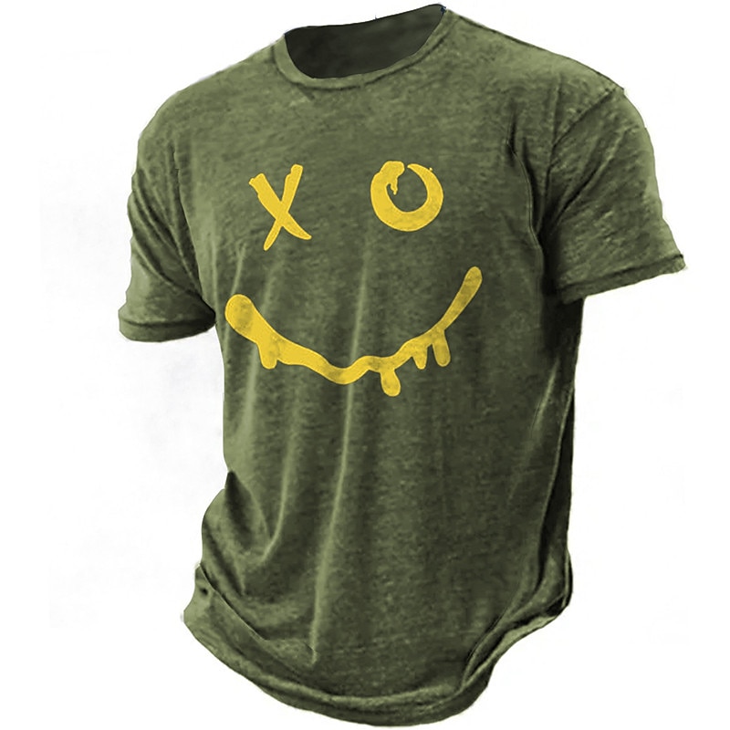 Men's Graphic Funny Smile Face T Shirt Short Sleeve T shirt 3D Print Crew Neck Shirt Vintage Fashion Designer Outdoor Daily Sports Pink Green Dark Blue Spring & Summer Clothing Apparel S M L XL 2XL2