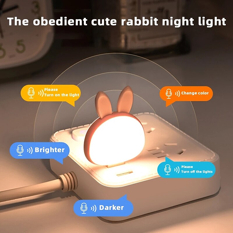 Smart Voice Controlled USB Plug Equipped With LED Night Lights RGB Multi Color Lighting And Children's Creative Gifts2