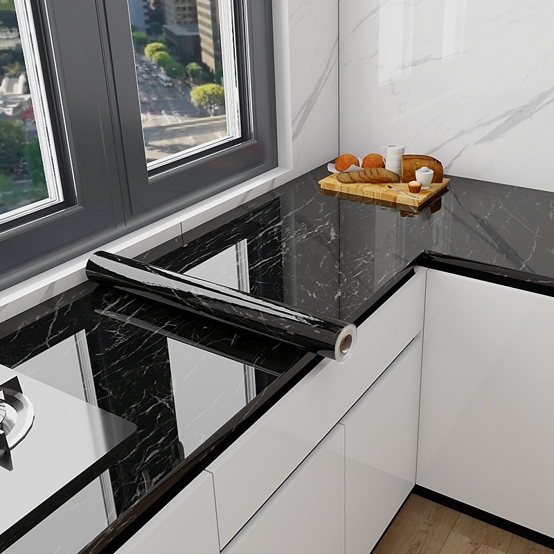 Cool Wallpapers Marble Wallpaper Wall Mural Peel Stick Sticker Self-Adhesive Oilproof High Temperature Waterproof Easily Removable Covering Kitchen Countertop Cabinet Shelf Liner 60x200cm/24"x78.74"3