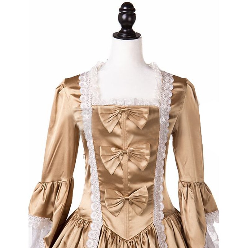 Princess Cinderella Shakespeare Vintage Rococo Victorian Renaissance Colonial Period Dress Party Costume Masquerade Women's Girls' Lace Bow Costume Vintage Cosplay Performance Party Halloween4