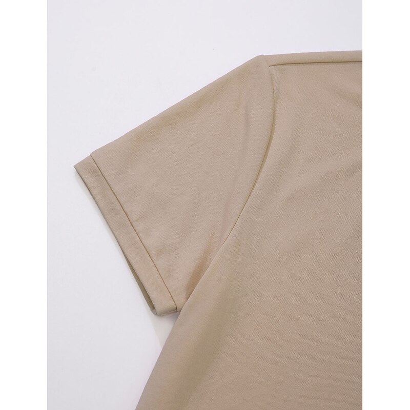 Men's Tee & Drawstring Waist Shorts 2 Pieces Outfits Short Sleeves Crewneck Summer Striped Fashion Sport Casual 2 Piece Striped Trim Vacation Daily Wear Activewear Black Pink Khaki Top Tee for Men4