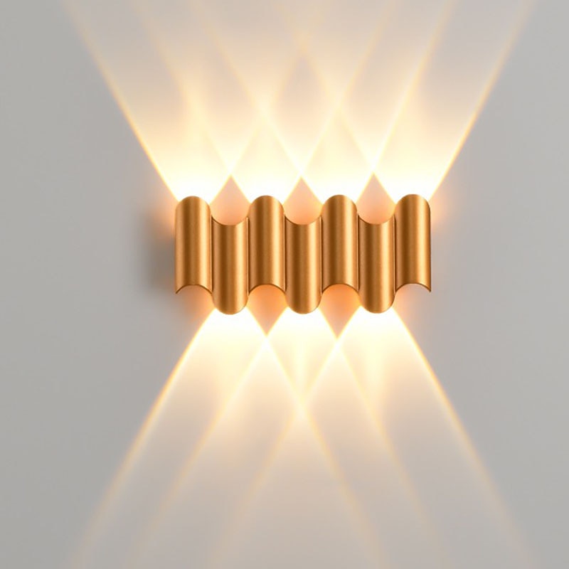 LED Outdoor Wall Lamp Waterproof IP65 3W up/down Lighting Modern Double-Head Curved Wall Sconce Indoor Bedroom Fixture Warm White Light 110-240V3