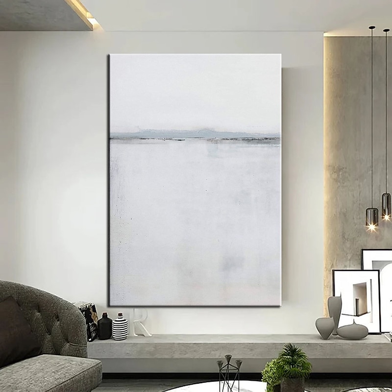 Handmade Hand Painted Oil Painting Wall Beige and Black Abstract Oil Painting Original Acrylic Painting on Canvas Modern Minimalist Art for Bedroom Decor Rolled Canvas No Frame Unstretched 9