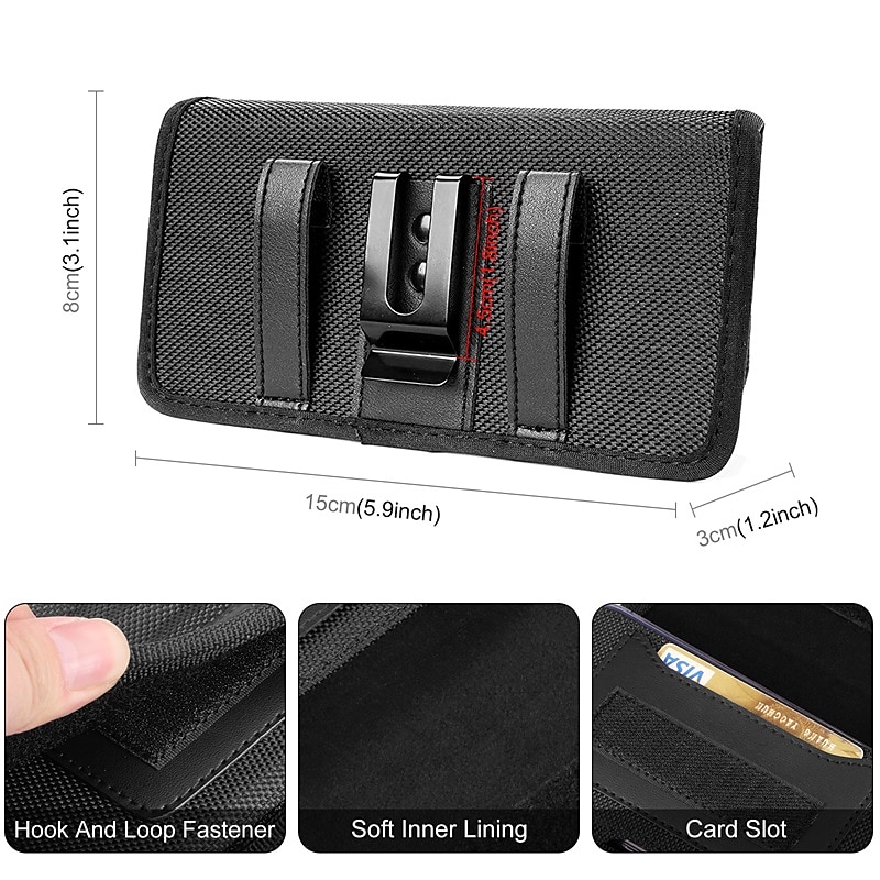 Phone Holster Case Nylon Cell Phone Belt Clip 4.7-6.8inch Pouch Carrying Case Waist Bag3