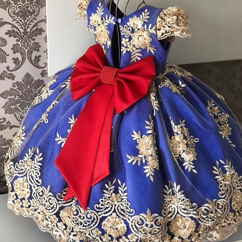 Kids Girls' Dress Graphic Sleeveless Special Occasion Print Bow Princess Sweet Cotton Blend Midi Floral Embroidery Dress A Line Dress Summer 3-10 Years Yellow Pink Wine