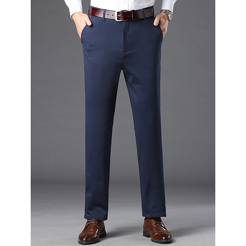 Men's Trousers Dress Pants Slacks Suit Pants Pocket Plain Comfort Soft Wedding Outdoor Daily Fashion Casual Black Royal Blue2