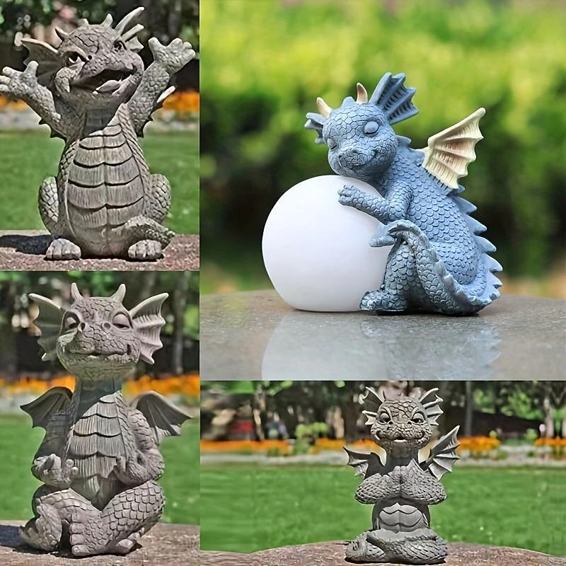 Garden Dragon Meditation Prayer Resin Ornaments Garden Resin Crafts Decoration