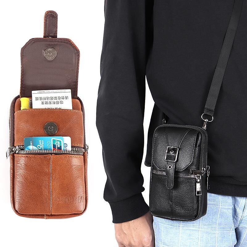 Men's Leather Multi-Pocket Crossbody Bag – Versatile Small Messenger Bag with Adjustable Strap for Travel and Daily Use2