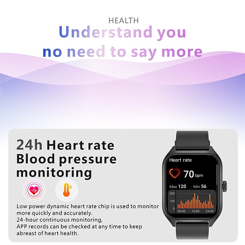 iMosi QX5 Non-invasive Smart Watch 1.96 inch Smartwatch Fitness Running Watch Bluetooth Temperature Monitoring Pedometer Bluetooth Call Compatible with Android iOS Women Men Waterproof3